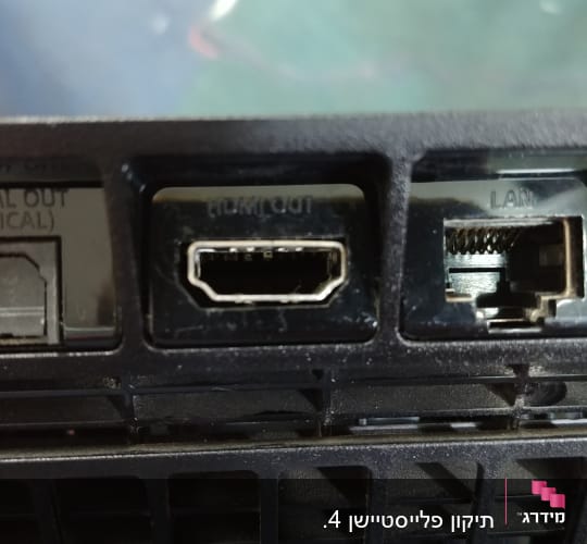 חיבורי HDMI ו-LAN במכשיר אלקטרוני